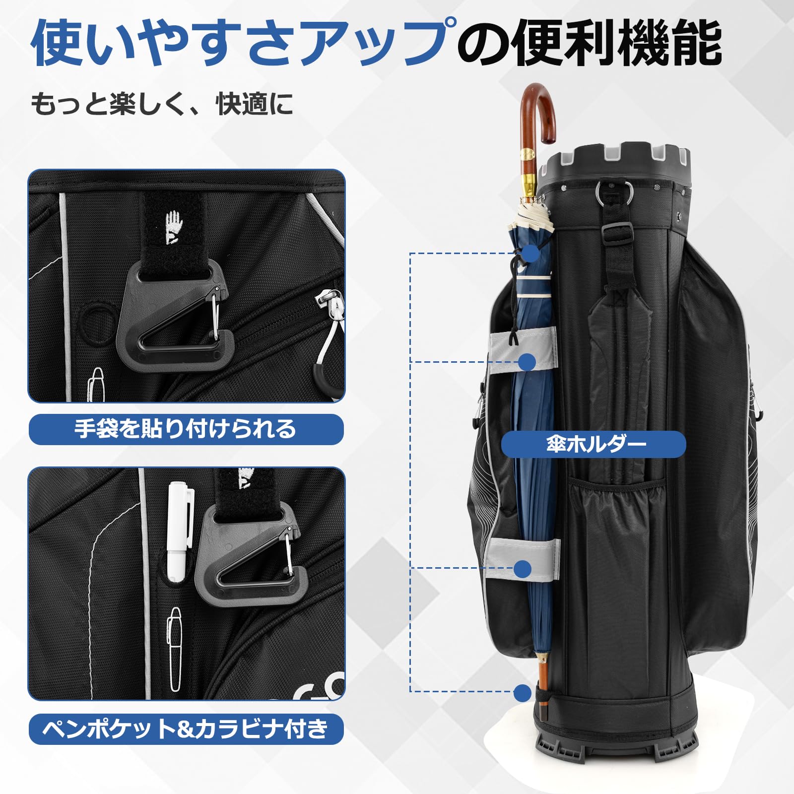 【未開封新品】ゴルフキャディバッグ 軽量2.4kg 14分割 47インチ対応 Amazon | Giantex ゴルフバッグ キャディバッグ 軽量2.6kg 14分割 9.5